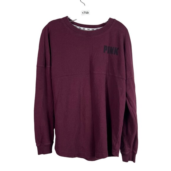 Victoria's Secret Sweaters - 🟣🟣 Victoria's Secret Size Small Maroon Crew Neck Love Pink Sweatshirt Sweater